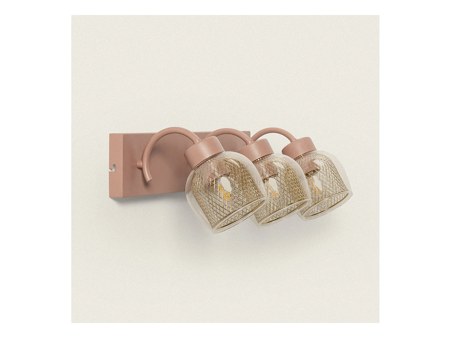 Lampe Murale Métal et Verre Aziel 3 Spots Rose Poudré