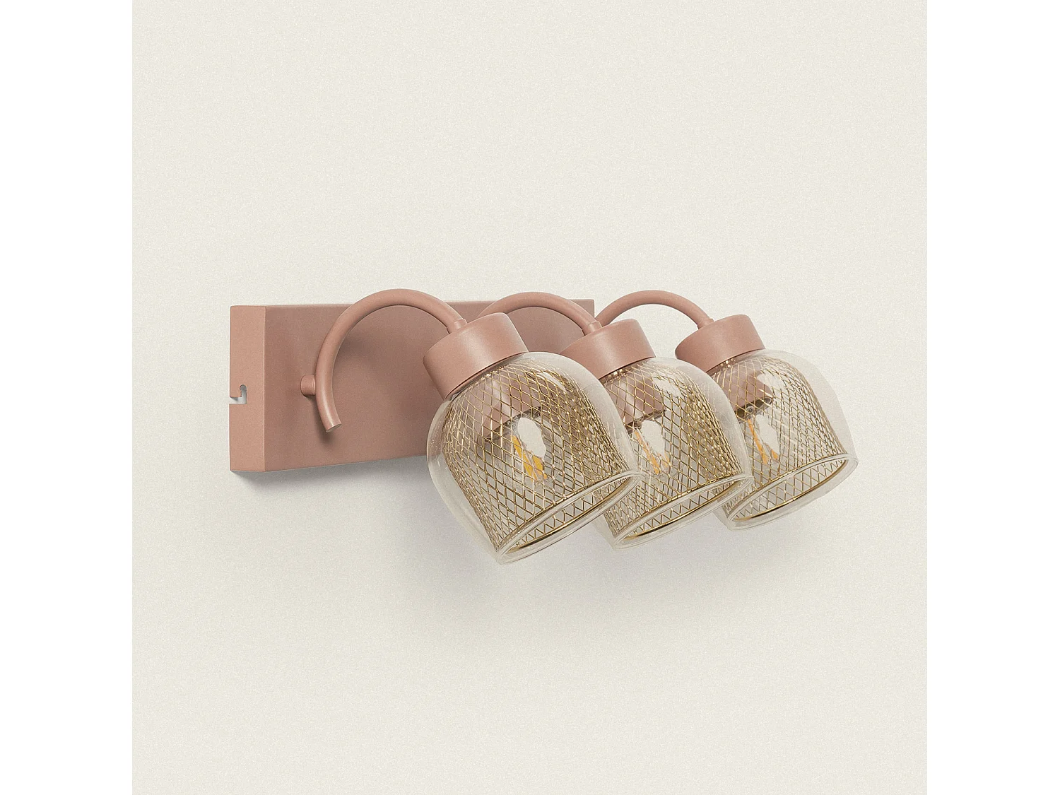 Lampe Murale Métal et Verre Aziel 3 Spots Rose Poudré