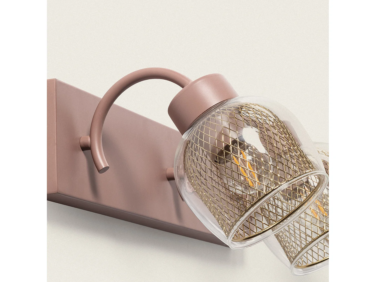 Lampe Murale Métal et Verre Aziel 3 Spots Rose Poudré