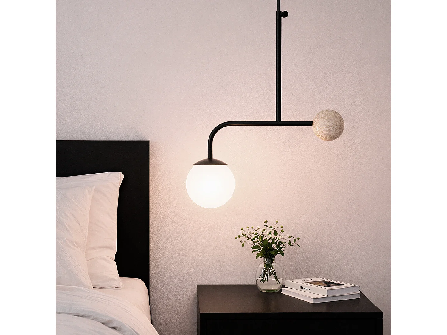 Lámpara de Techo Metal y Traventino Bradwall Negro