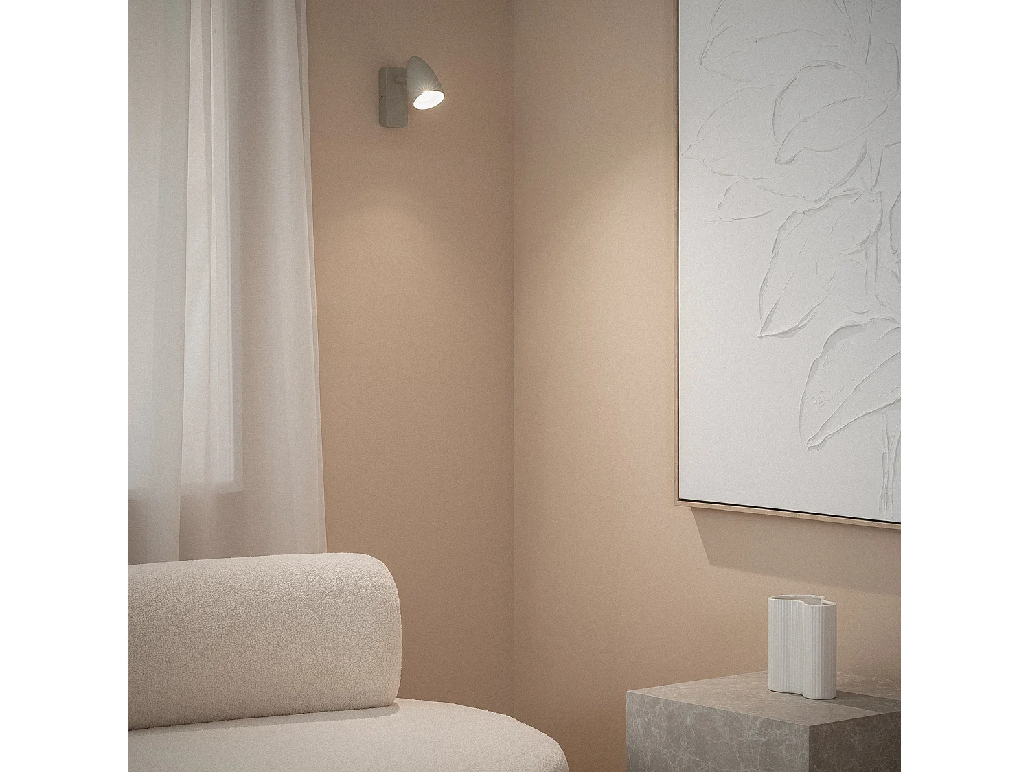 Applique Aluminium Rectangulaire Adrien 1 Spot Gris Pierre