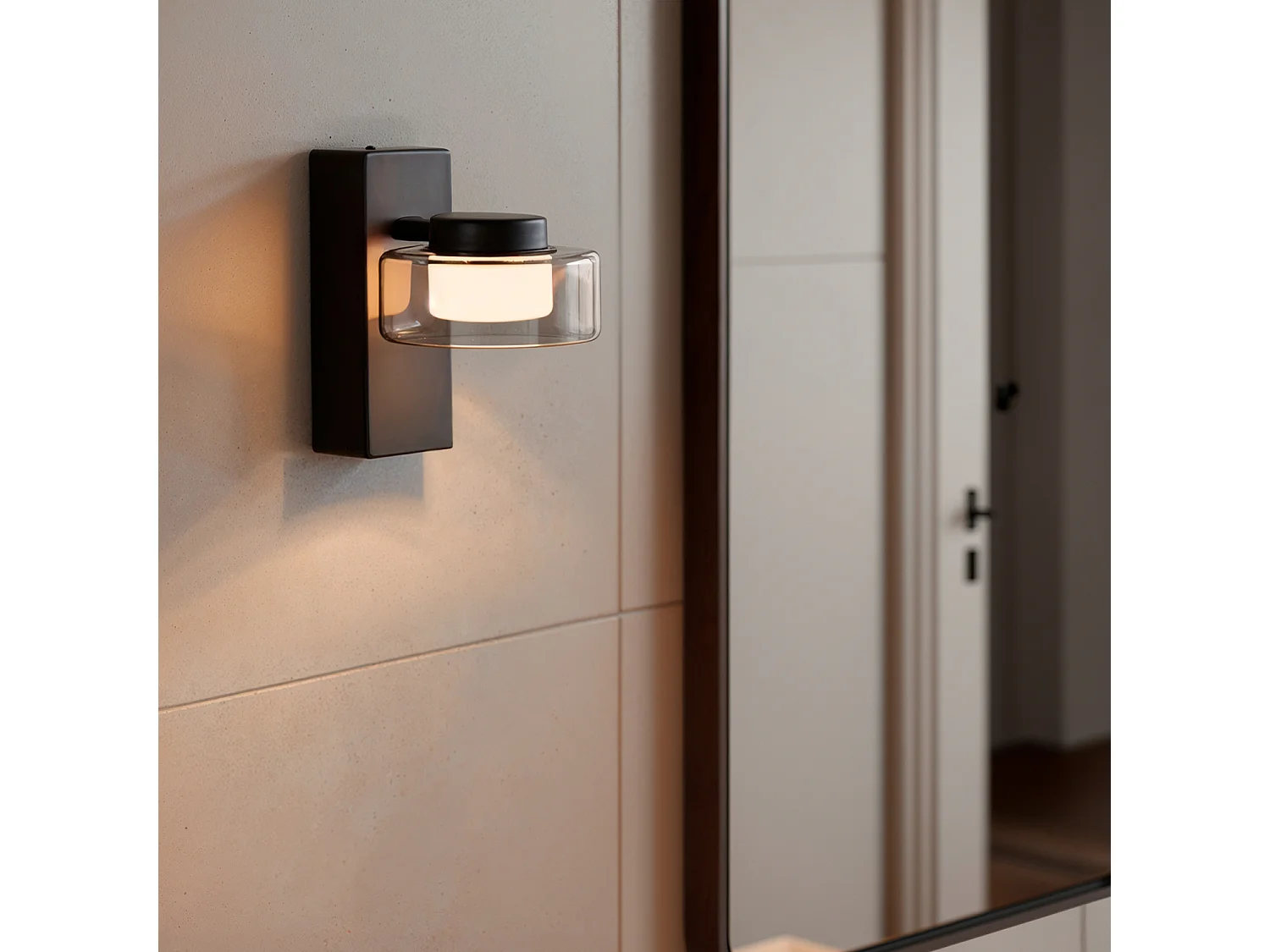 Lampe Murale LED 4W Salle de Bain Métal et Verre Zisna Noir