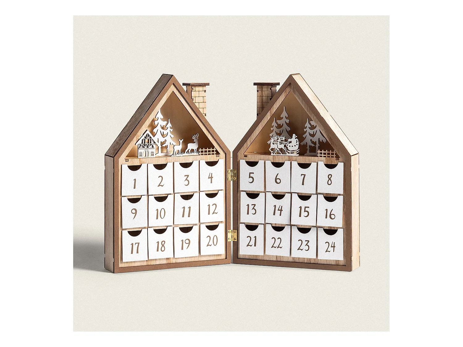 Calendario dell'Avvento LED con Batteria Joulud Naturale
