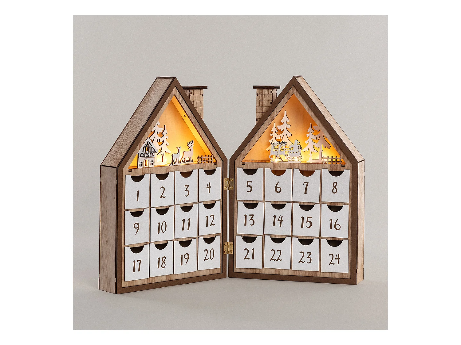 Calendario dell'Avvento LED con Batteria Joulud Naturale