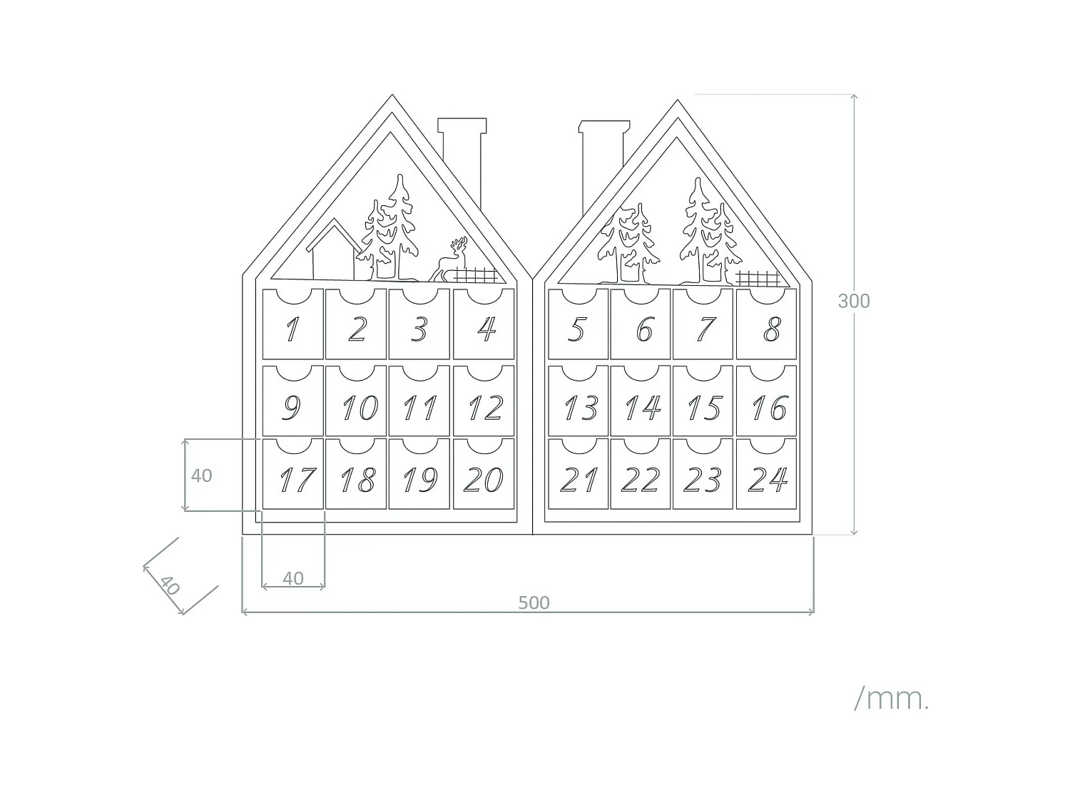 Calendario dell'Avvento LED con Batteria Joulud Naturale