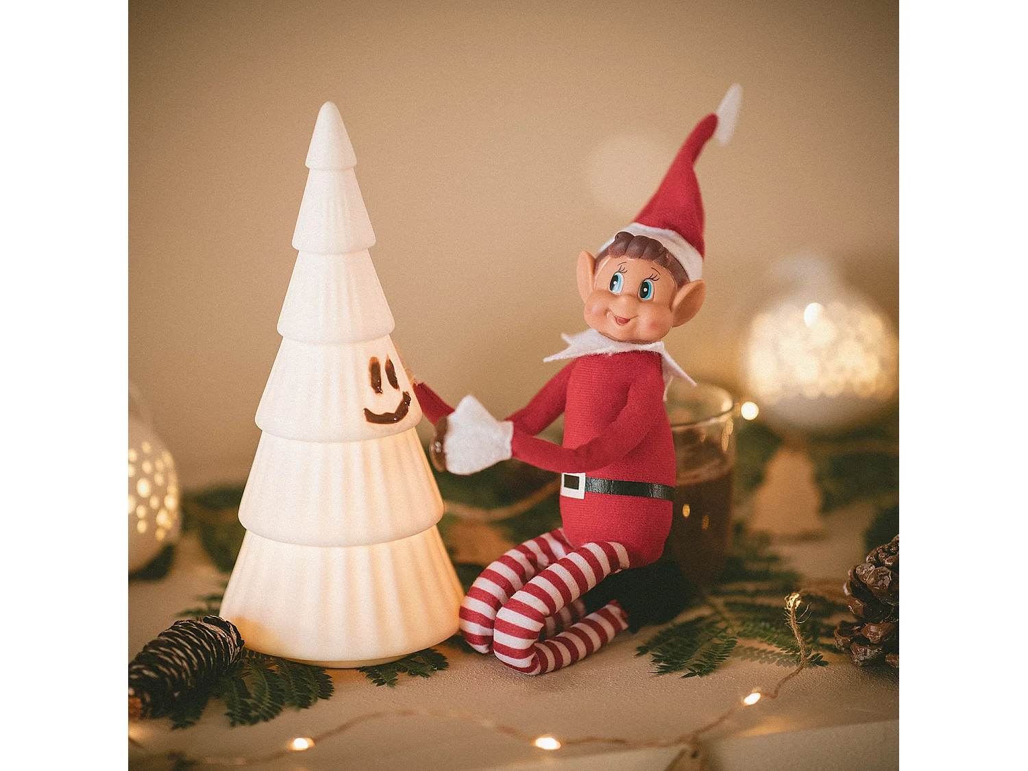 Árbol de Navidad LED con Batería Schnee Blanco
