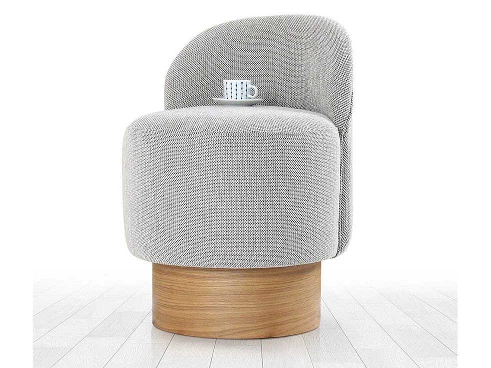 Pouf design Sada Bois clair et Tissu Gris