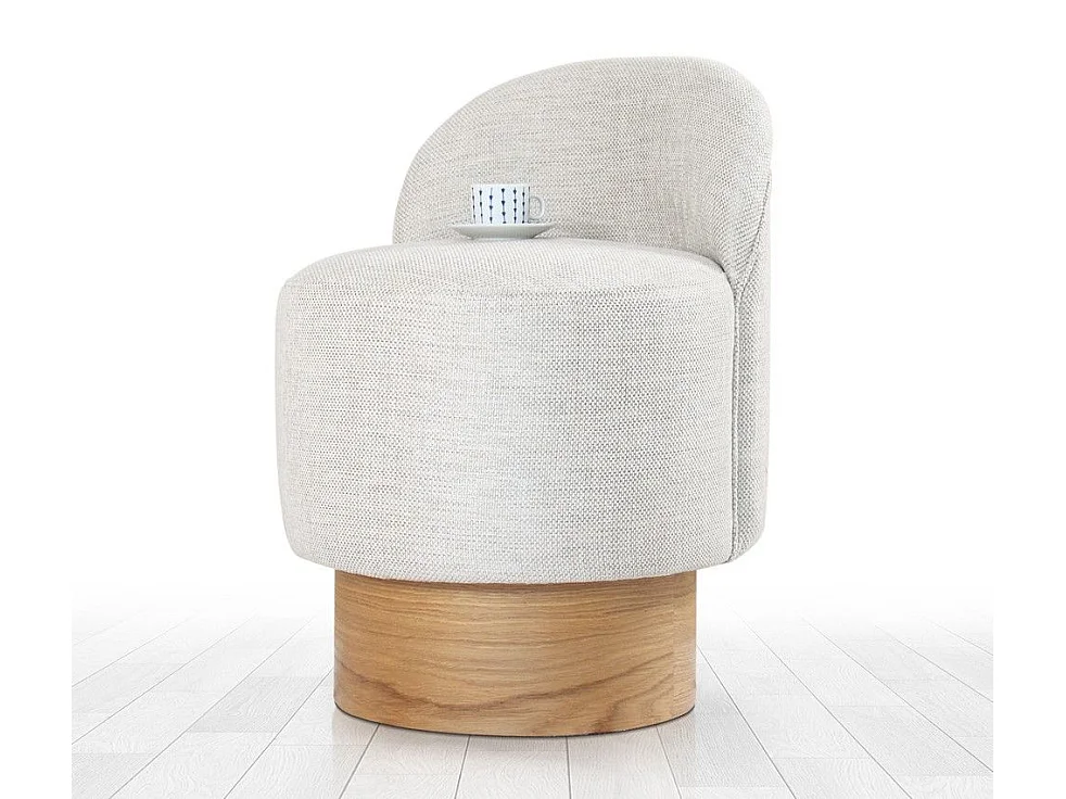 Pouf design Sada Bois clair et Tissu Gris clair