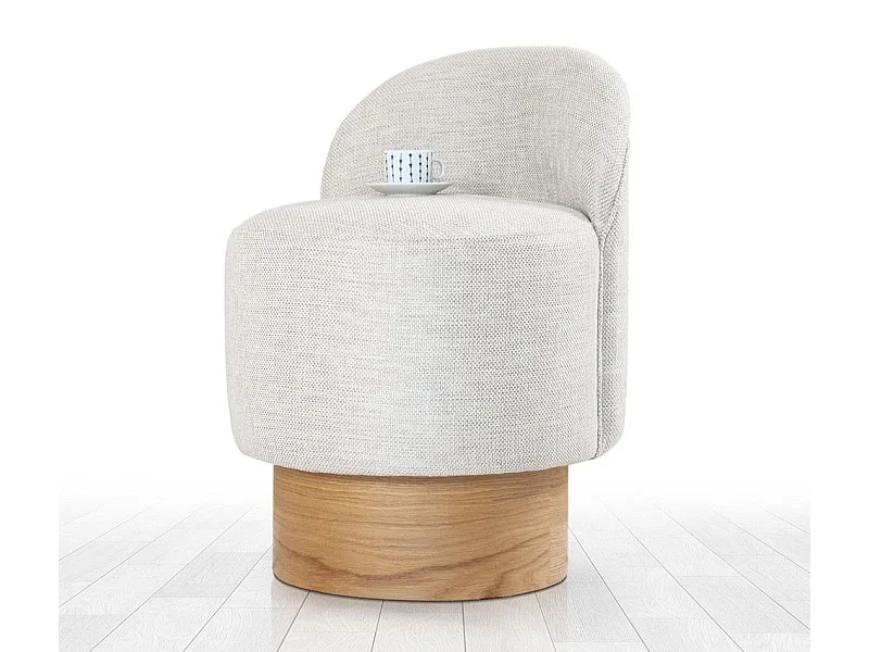 Pouf design Sada Bois clair et Tissu Gris clair