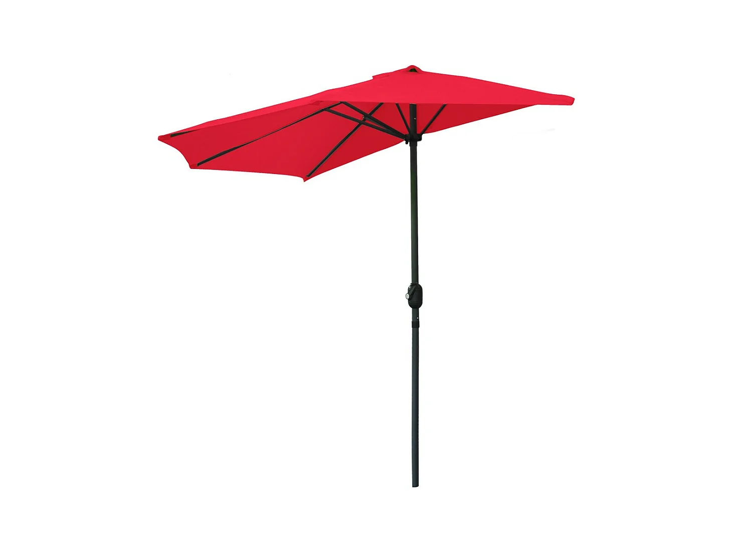 Demi-parasol mural rouge – 270x135x230cm – Aluminium – Toile polyester 180g/m² – Manivelle