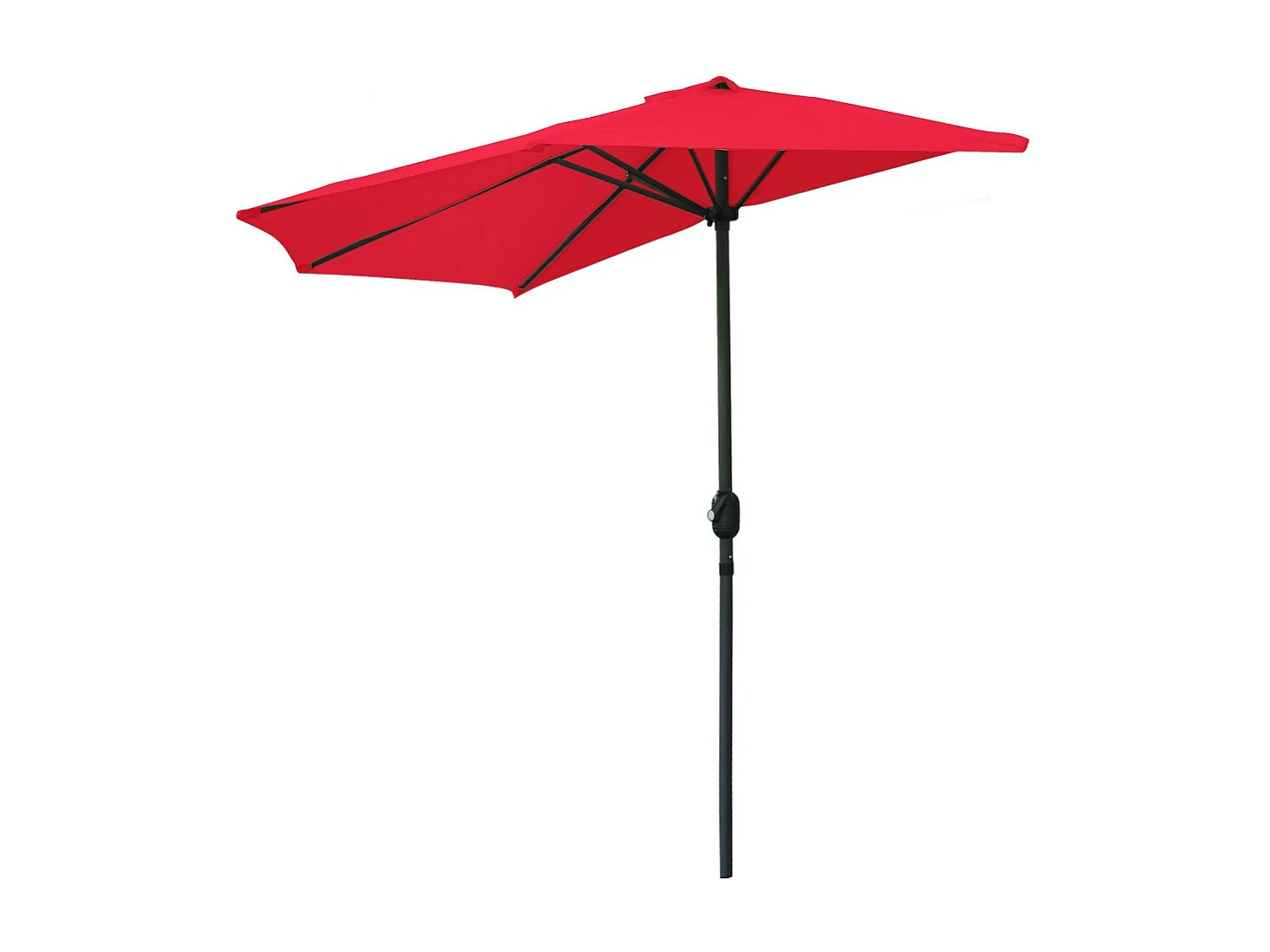 Demi-parasol mural rouge – 270x135x230cm – Aluminium – Toile polyester 180g/m² – Manivelle