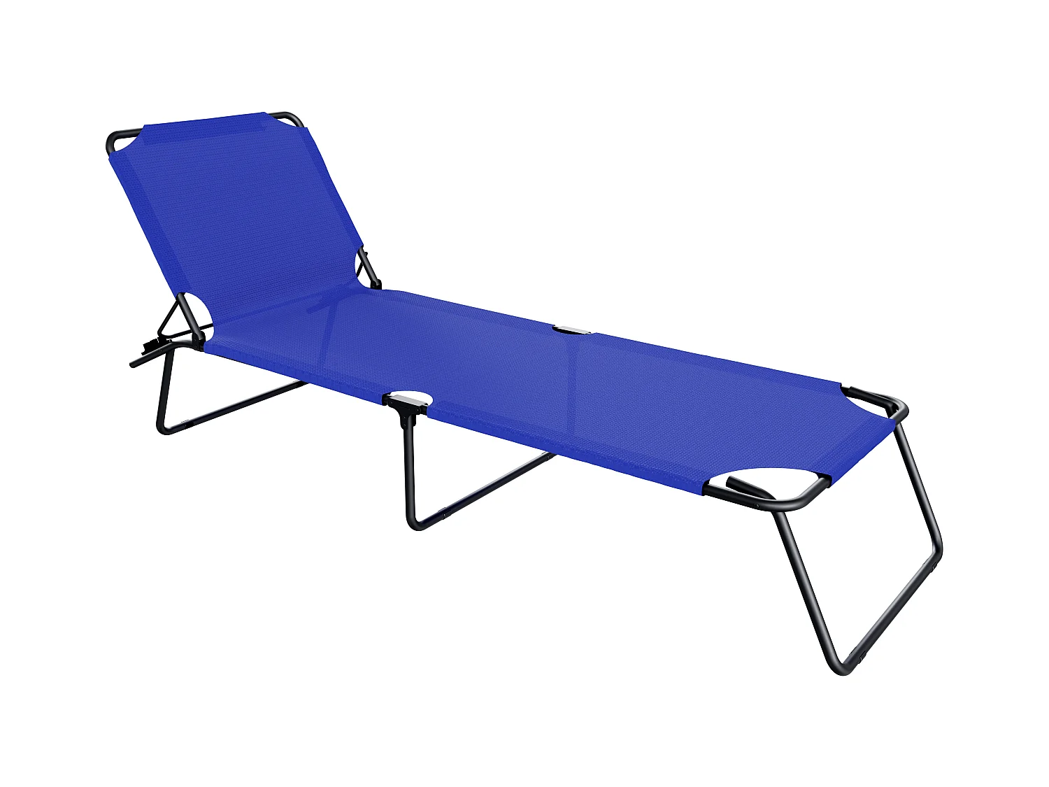 Lettino Pieghevole Prendisole Senza Tettuccio Parasole Reclinabile Regolabile Metallo Nero Sdraio Spiaggia Mare Giardino Piscina 187x53x24 Cm Blu