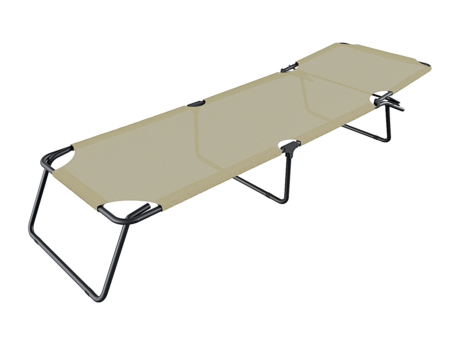 Coppia Di Lettini Pieghevoli Prendisole Senza Tettuccio Parasole Schienale Reclinabile Regolabile Struttura Metallo Sedia Sdraio 187x53x24Cm Beige