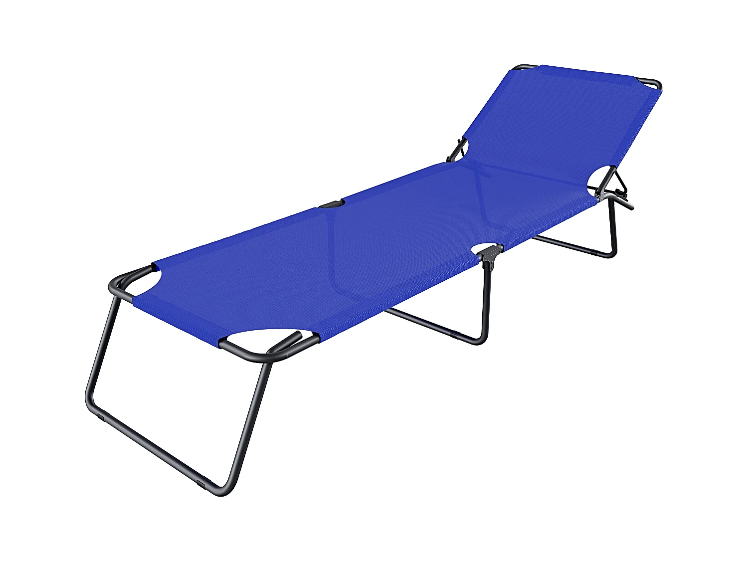 Coppia Di Lettini Pieghevoli Prendisole Senza Tettuccio Parasole Schienale Reclinabile Regolabile Struttura Metallo Sedia Sdraio 187x53x24Cm Blue