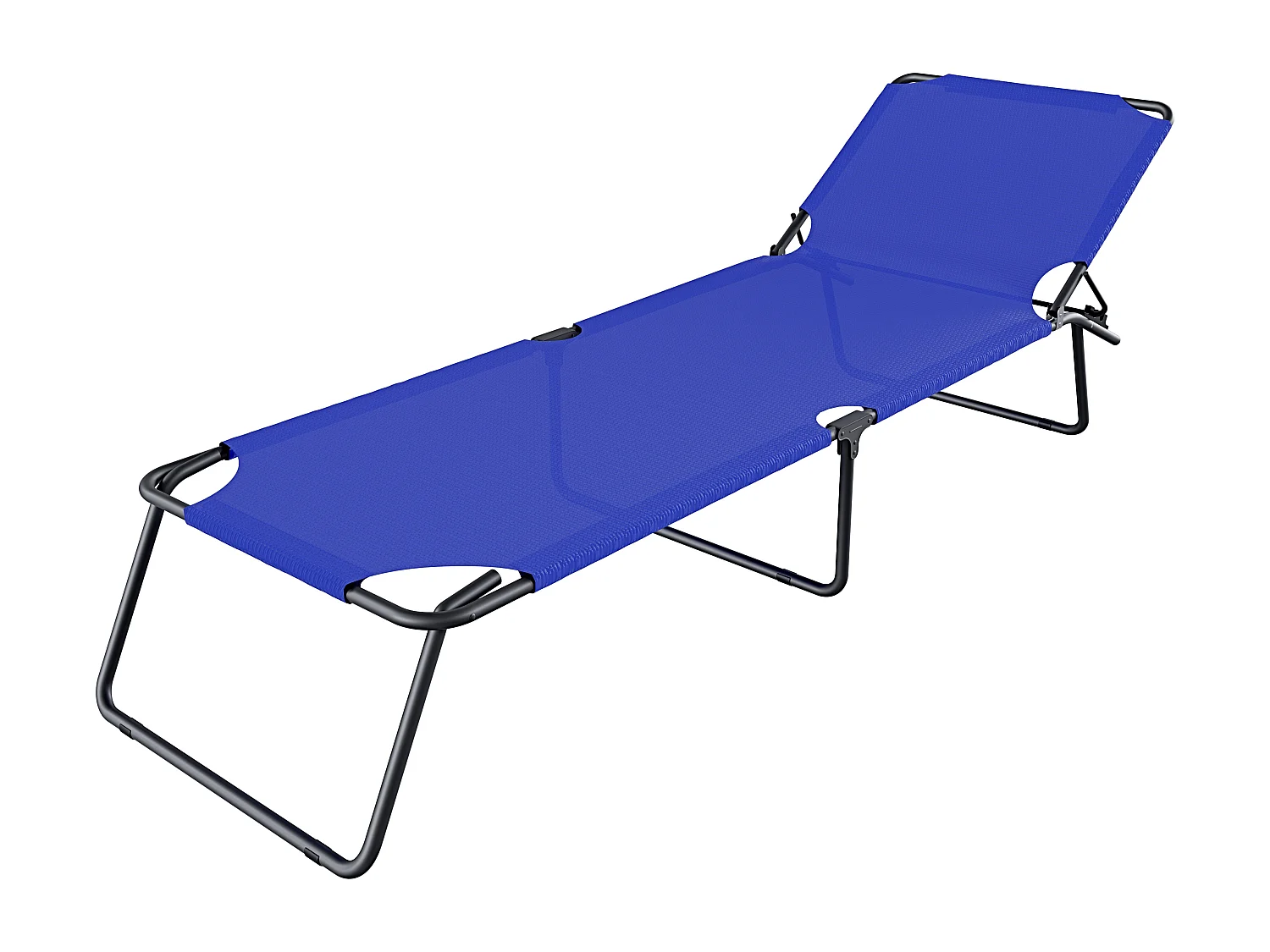 Coppia Di Lettini Pieghevoli Prendisole Senza Tettuccio Parasole Schienale Reclinabile Regolabile Struttura Metallo Sedia Sdraio 187x53x24Cm Blue