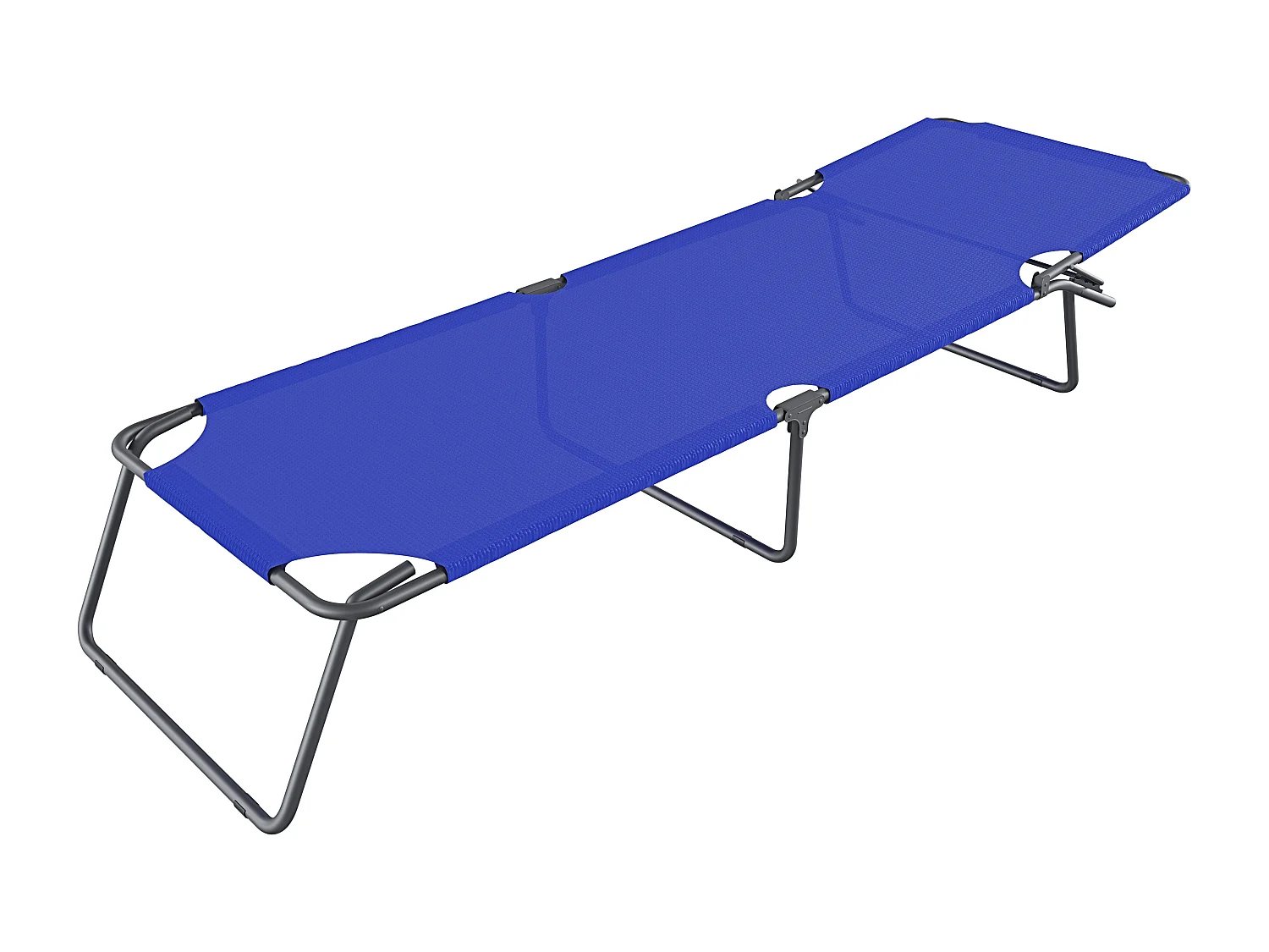 Coppia Di Lettini Pieghevoli Prendisole Senza Tettuccio Parasole Schienale Reclinabile Regolabile Struttura Metallo Sedia Sdraio 187x53x24Cm Blue