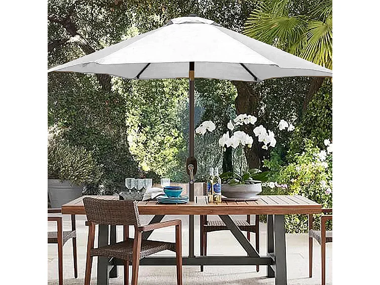 Ombrellone Da Giardino Parasole Per Balcone Con Air Vent Inclinazione Regolabile Apertura A Manovella Anti UV Impermeabile Per Mare Spiaggia Piscina 2.7 M Bianco