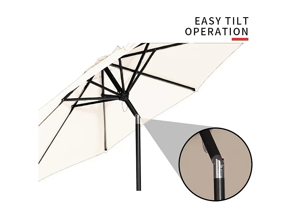 Ombrellone Da Giardino Parasole Per Balcone Con Air Vent Inclinazione Regolabile Apertura A Manovella Anti UV Impermeabile Per Mare Spiaggia Piscina 2.7 M Bianco