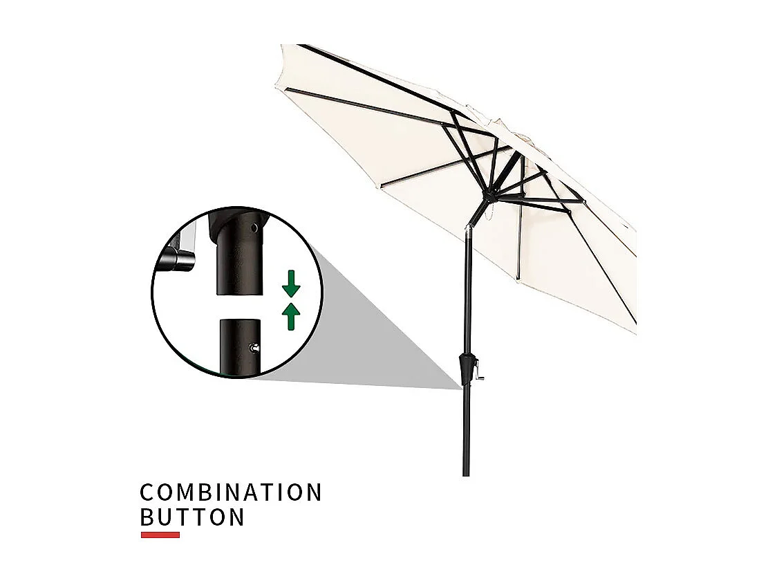 Ombrellone Da Giardino Parasole Per Balcone Con Air Vent Inclinazione Regolabile Apertura A Manovella Anti UV Impermeabile Per Mare Spiaggia Piscina 2.7 M Bianco