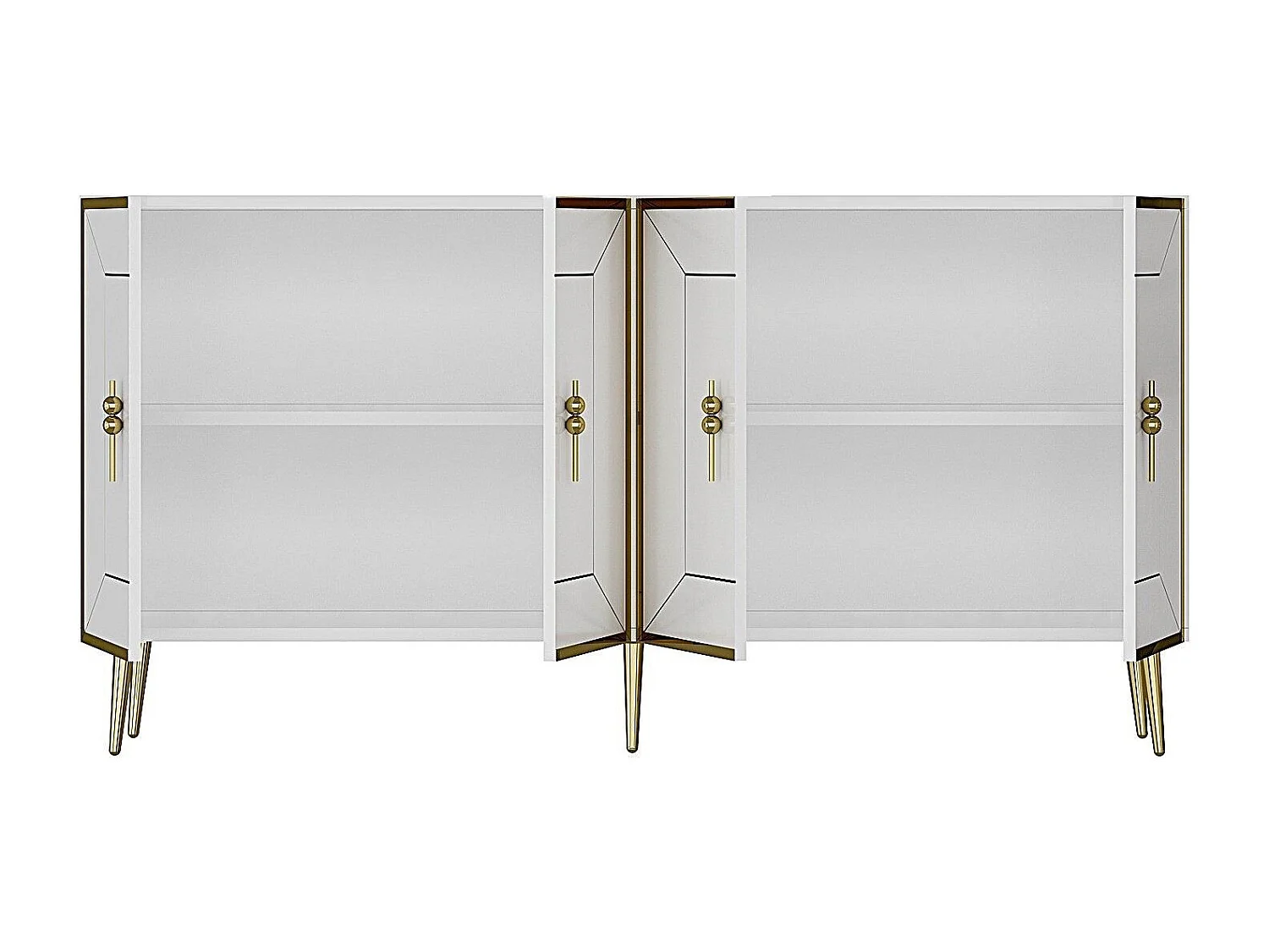 Aparador – 150 cm – Branco e Dourado – Painel de partículas revestido a melamina