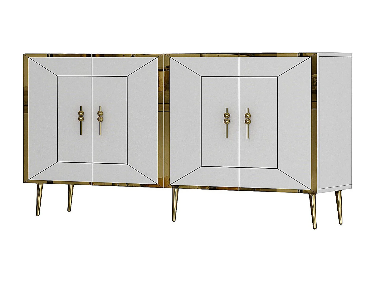 Aparador – 150 cm – Branco e Dourado – Painel de partículas revestido a melamina