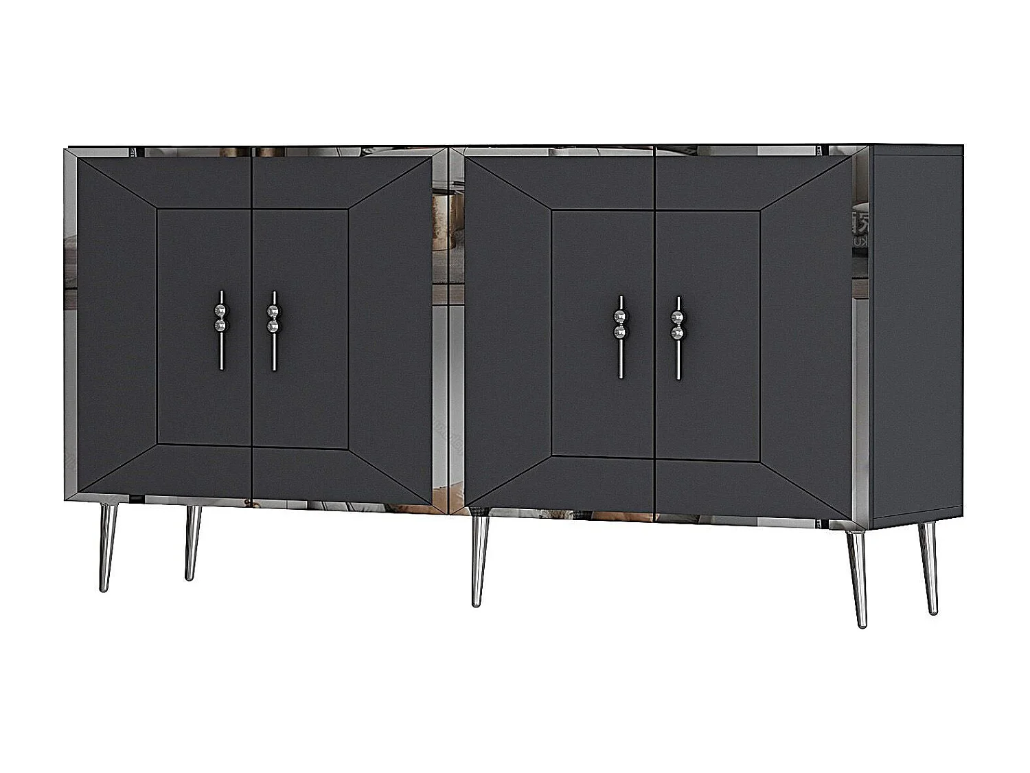 Aparador – 150 cm – Antracita y Plata – Tablero de Partículas