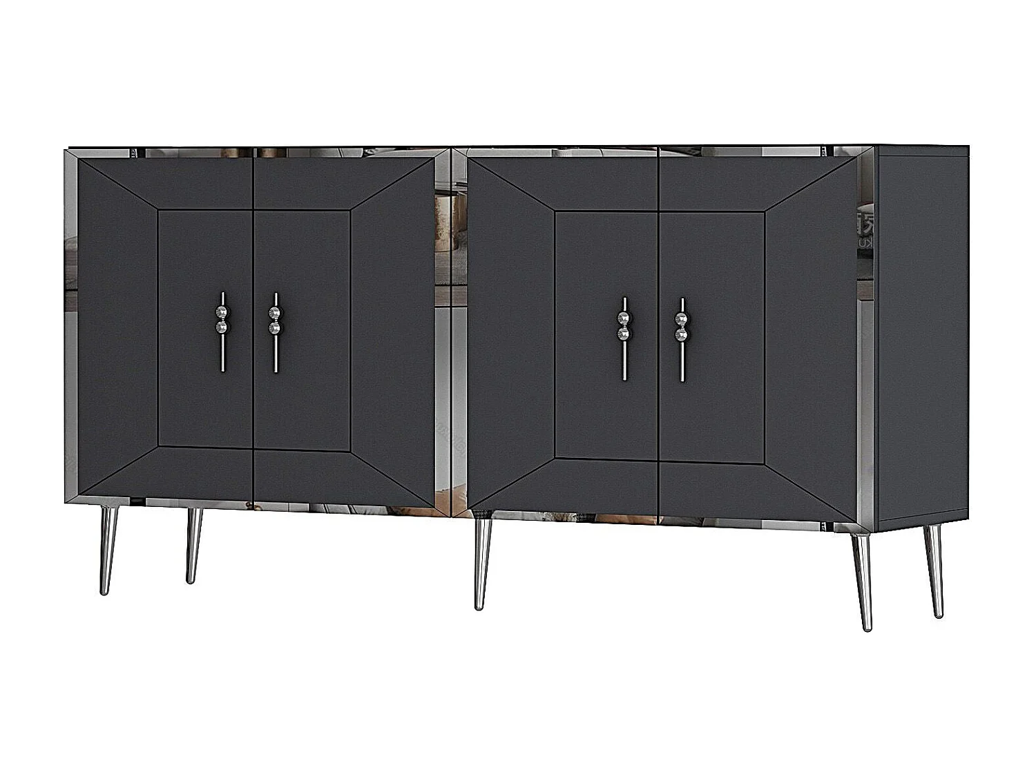 Aparador – 150 cm – Antracita y Plata – Tablero de Partículas