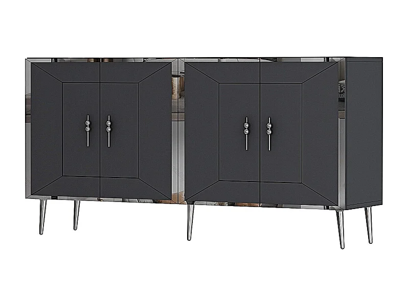 Aparador – 150 cm – Antracite e Prata – Painel de Partículas