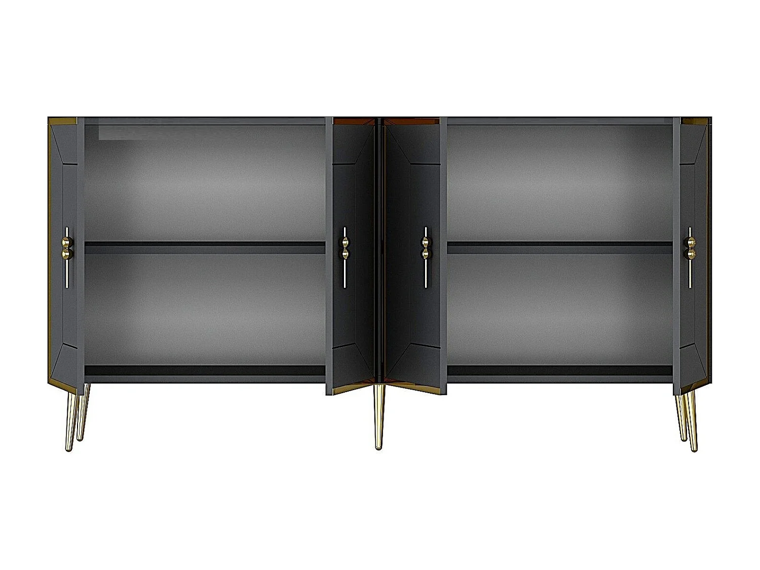 Aparador – 150 cm – Antracite e Dourado – Painéis de partículas revestidos a melamina