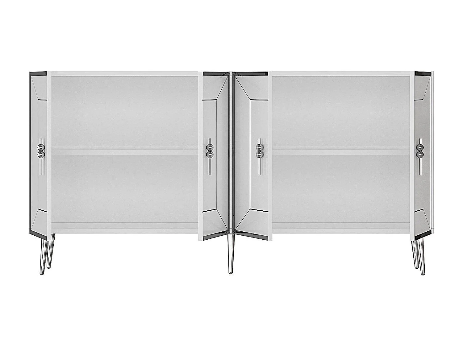 Aparador – 150 cm – Branco e Prata – Melamina