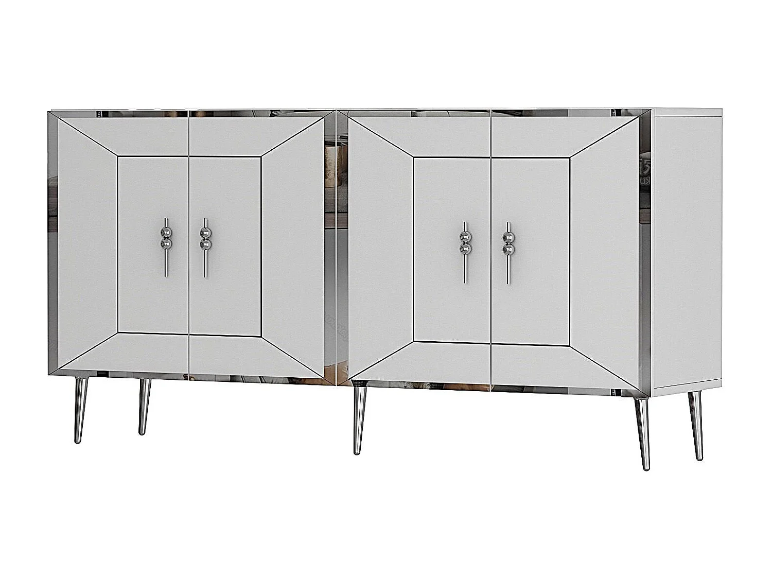 Aparador – 150 cm – Branco e Prata – Melamina