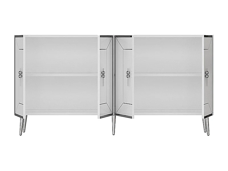 Aparador – 150 cm – Branco e Prata – Melamina