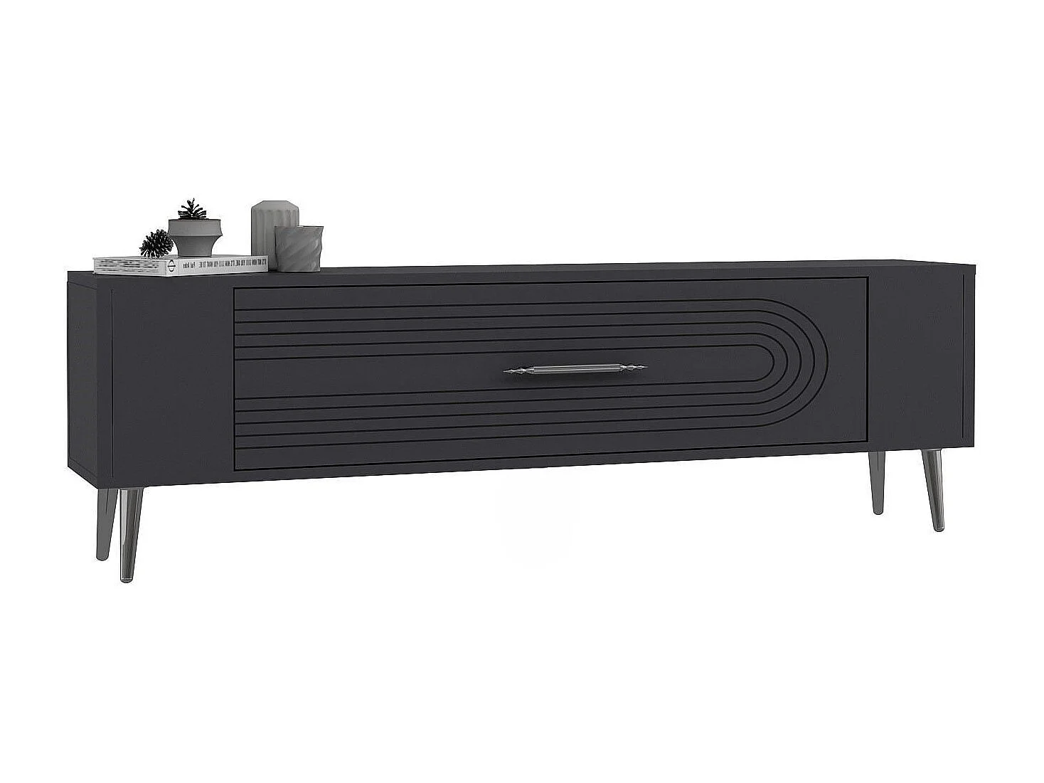 TV-Ständer – 120 cm x 48,2 cm x 26,4 cm – Anthrazit und Silber – Melamin