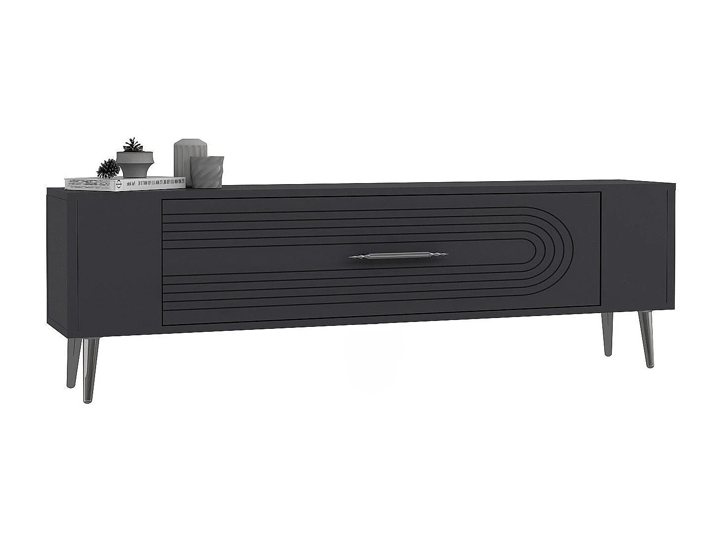 TV-Ständer – 120 cm x 48,2 cm x 26,4 cm – Anthrazit und Silber – Melamin