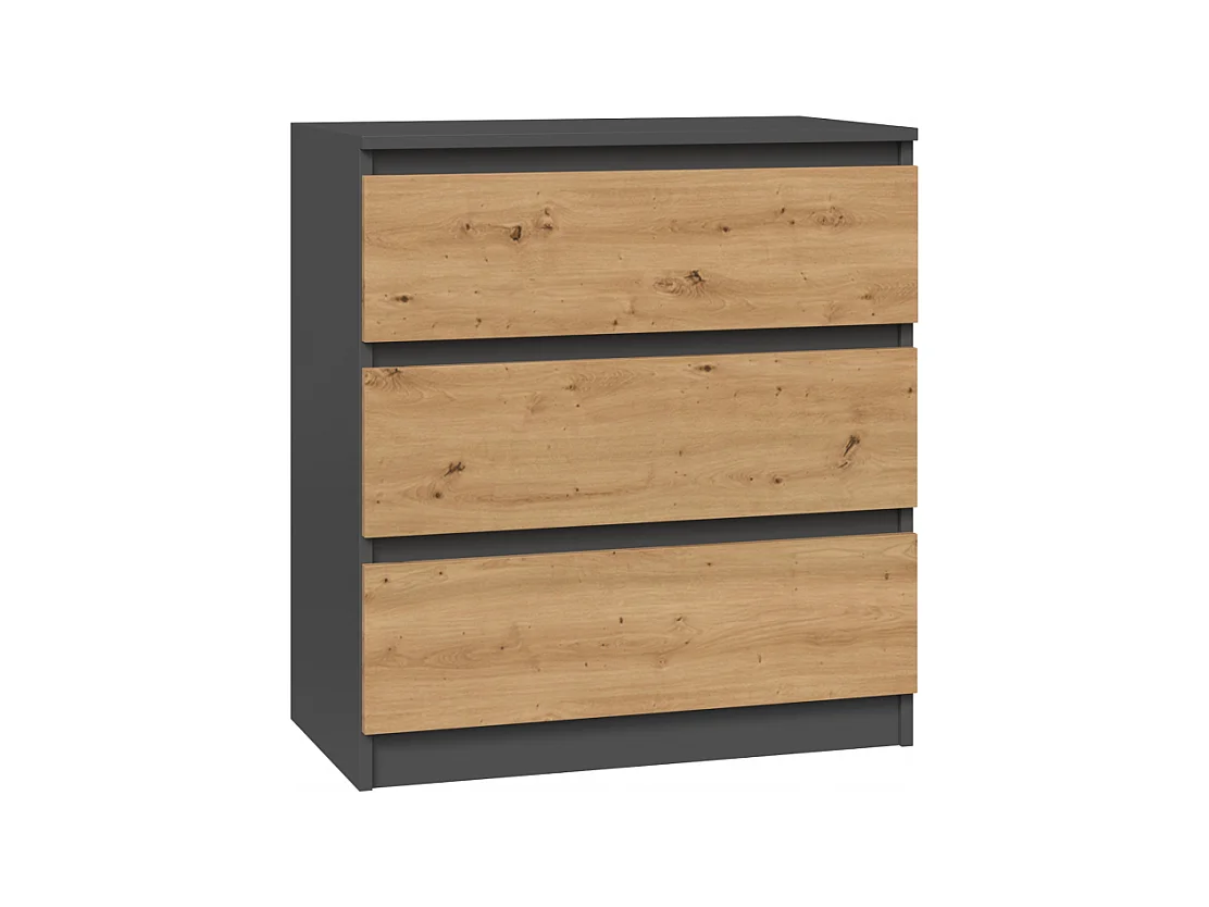 Komoda Malwa M3 | Antracyt/Dąb Artisan |70x40x75 cm | 3 szuflady