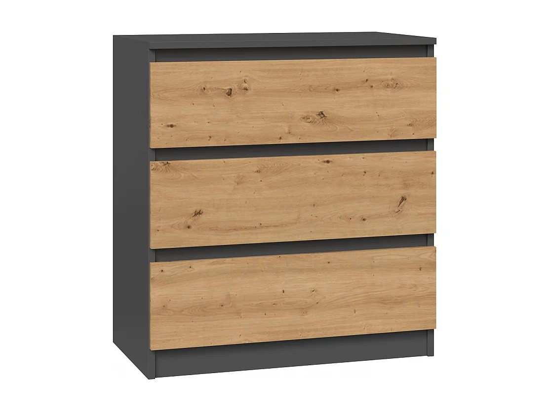 Komoda Malwa M3 | Antracyt/Dąb Artisan |70x40x75 cm | 3 szuflady