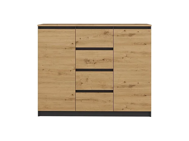 Komoda Malwa 2D4S | Antracyt/Dąb Artisan| 120x40x97 cm | 2 Drzwi, 4 Szuflady