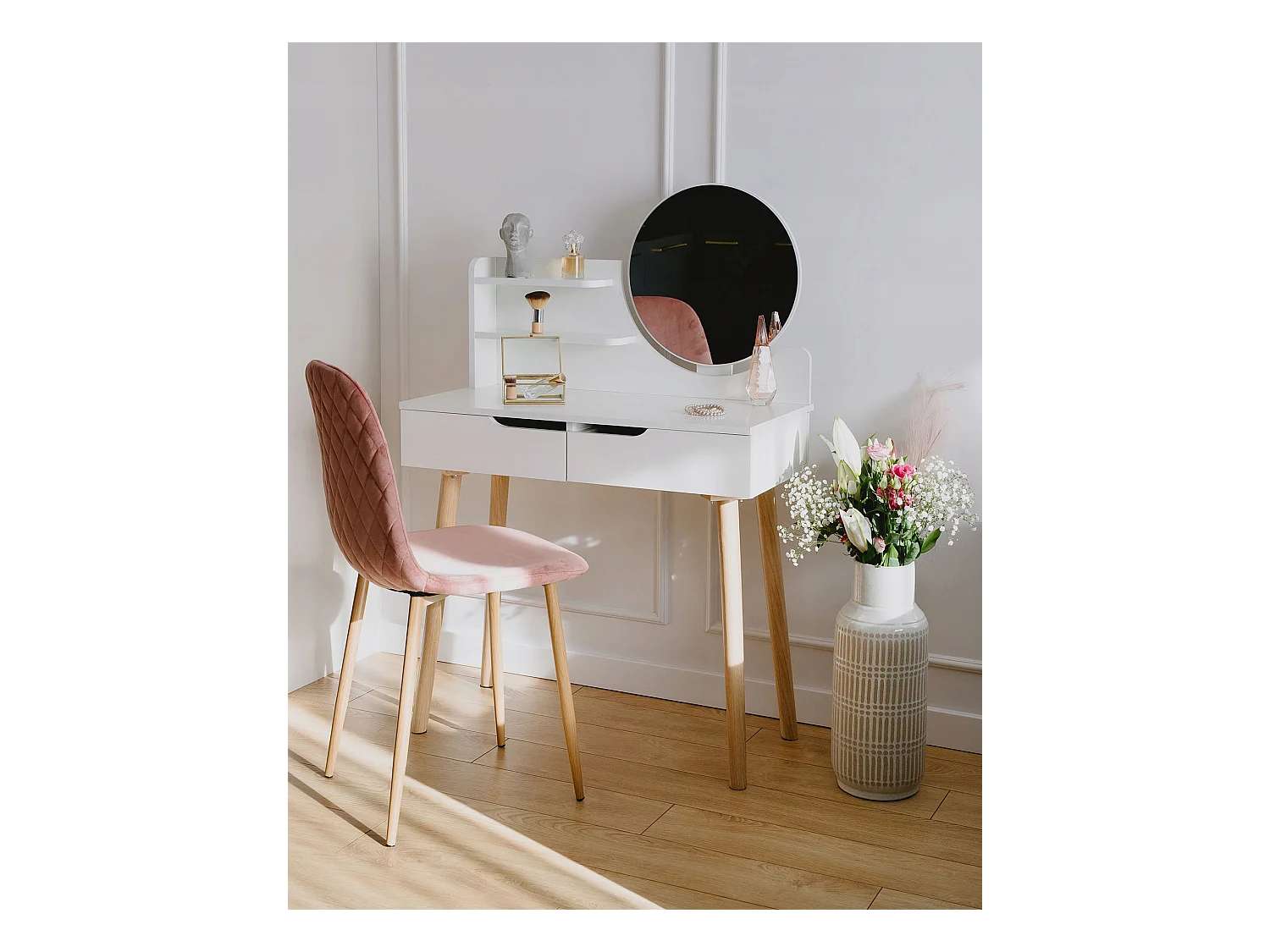 SCANDI cosmetic Coiffeuse scandinave avec miroir