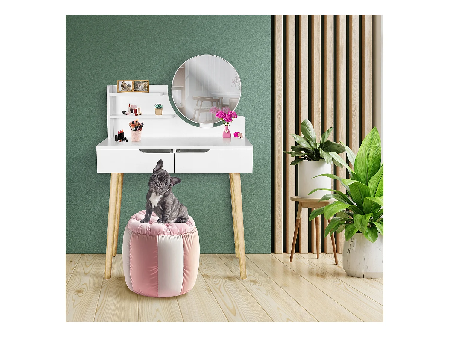 SCANDI cosmetic Coiffeuse scandinave avec miroir