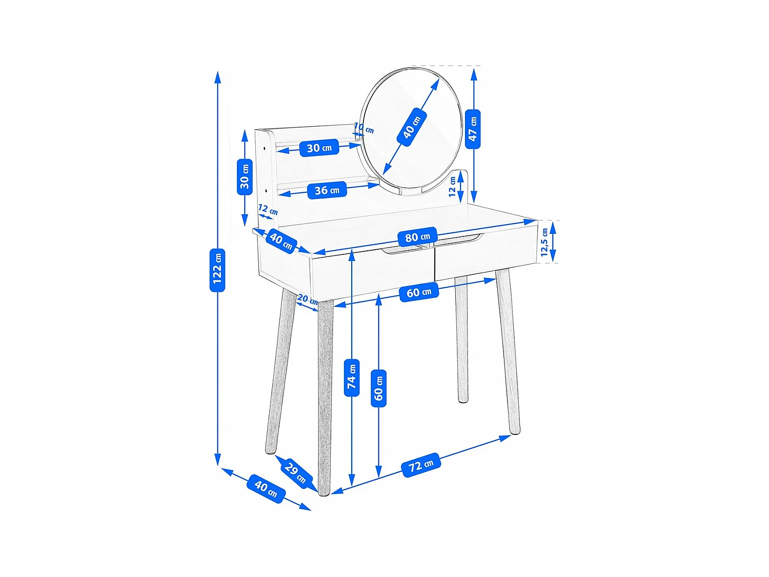 SCANDI cosmetic Coiffeuse scandinave avec miroir
