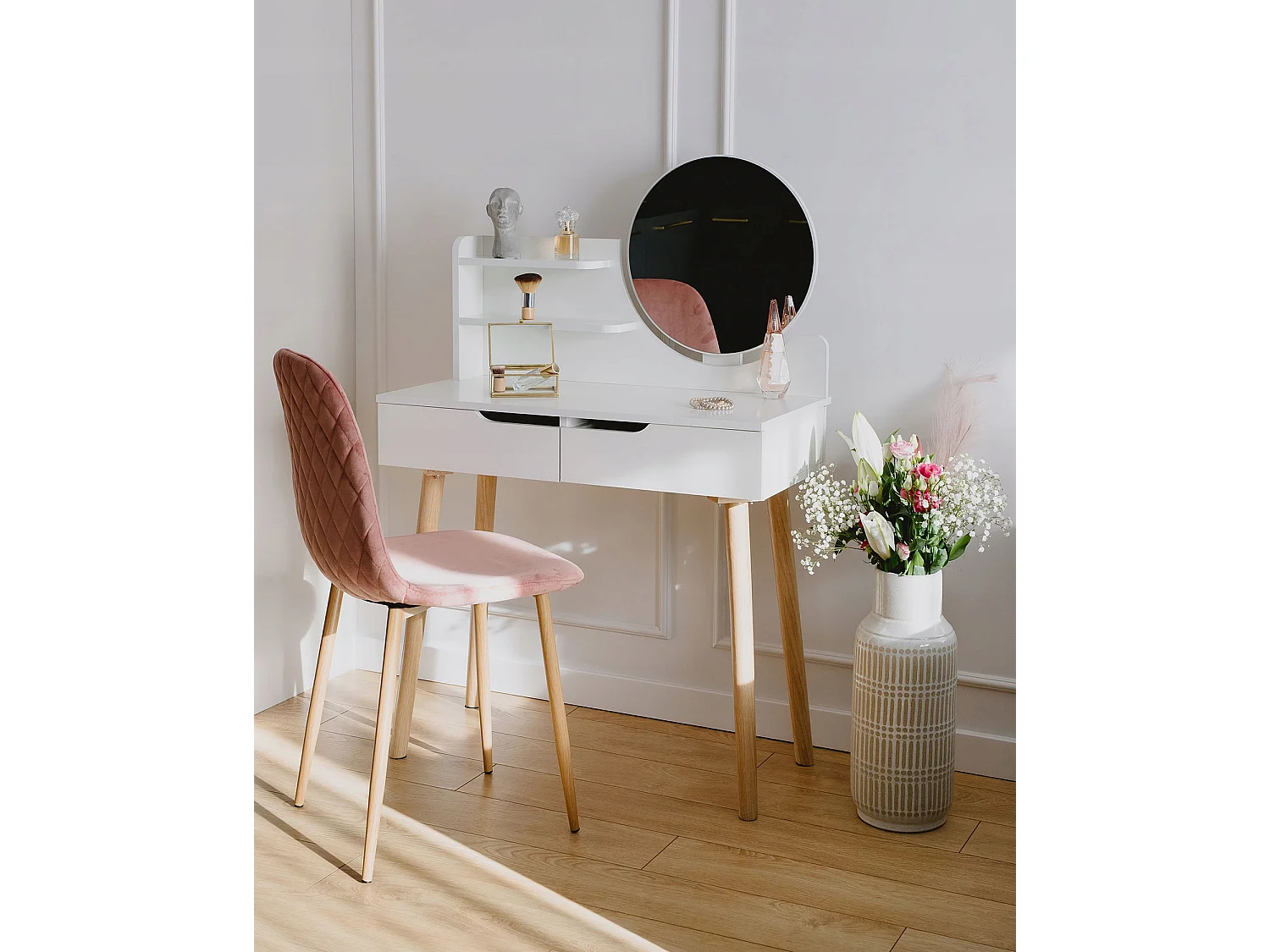 SCANDI cosmetic Coiffeuse scandinave avec miroir