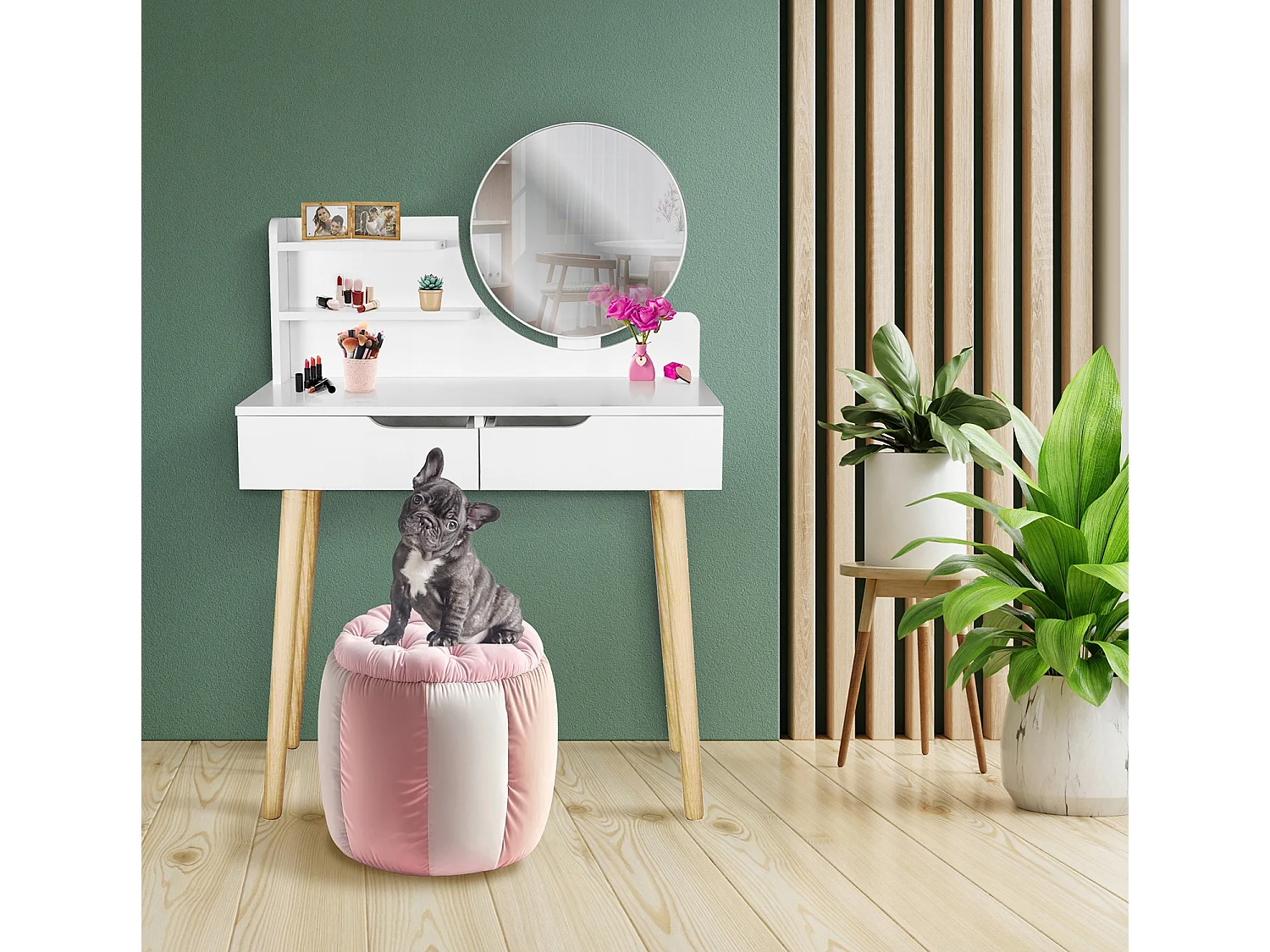 SCANDI cosmetic Coiffeuse scandinave avec miroir