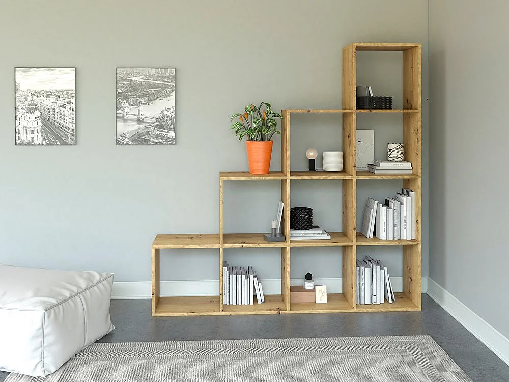 Regał Step 4X4 RS-40 | Dąb Artisan |153x30x153 cm | Regal Komorowy