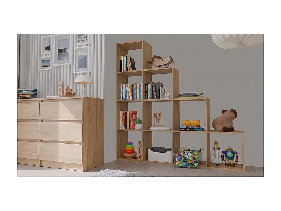 Regał Step 4X4 RS-40 | Dąb Artisan |153x30x153 cm | Regal Komorowy