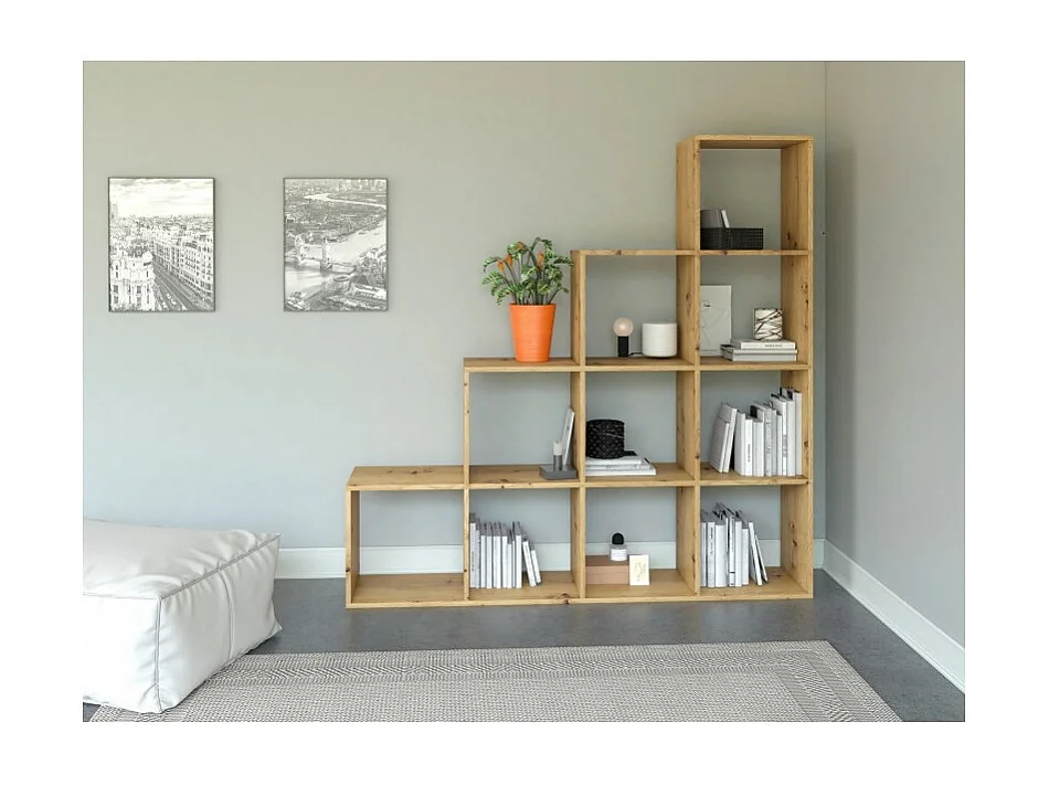 Regał Step 4X4 RS-40 | Dąb Artisan |153x30x153 cm | Regal Komorowy