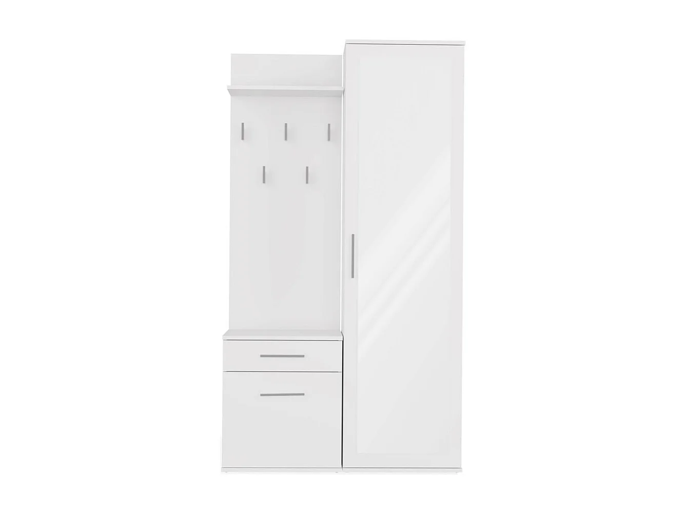 Garderoba Duo | Biała | 100x35x180 cm |Szafa, Lustro, Wieszak, Szuflada, Szafka