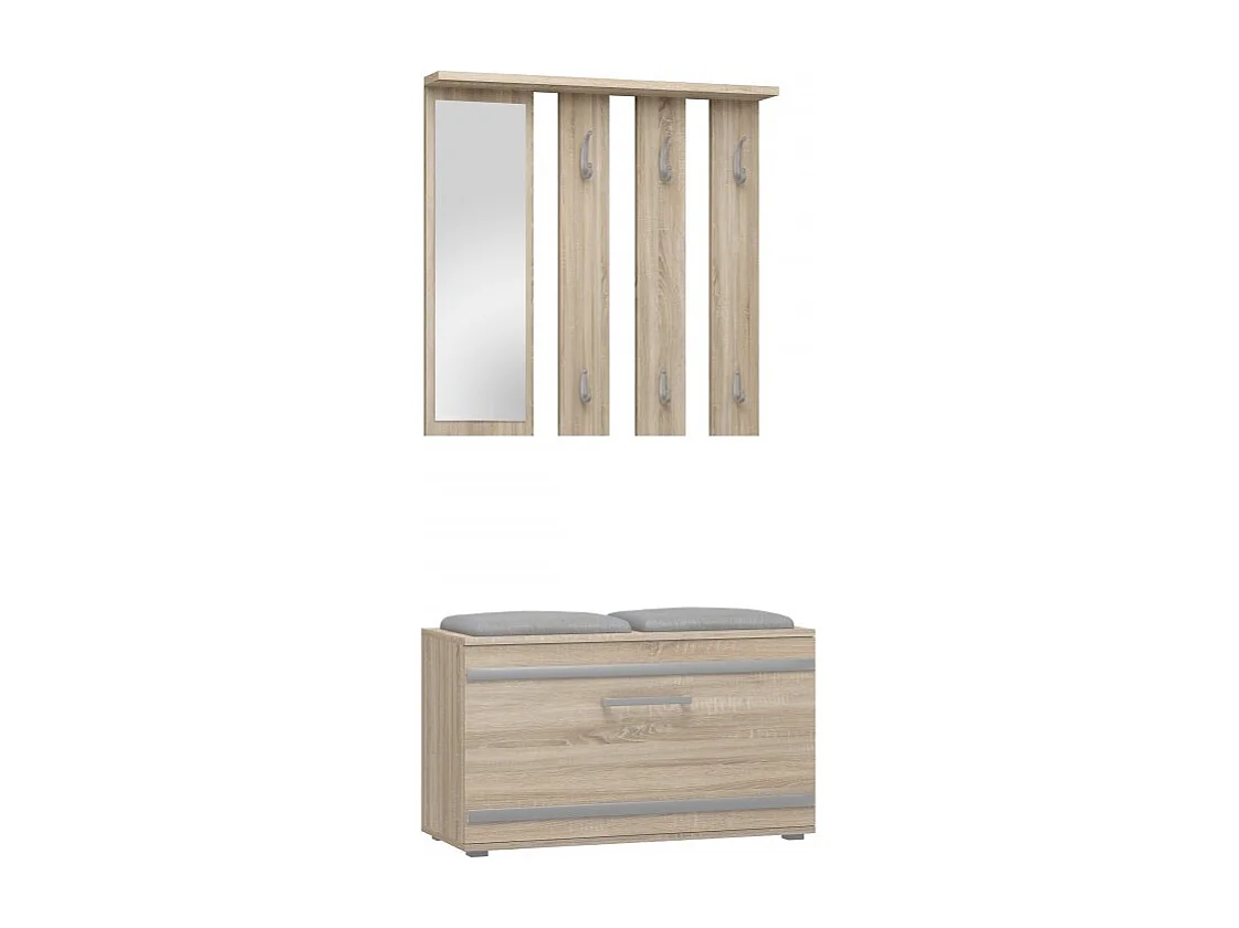 Garderoba Opal | Dąb Sonoma | 85x35x180 | Wieszak + Lustro + Szafka