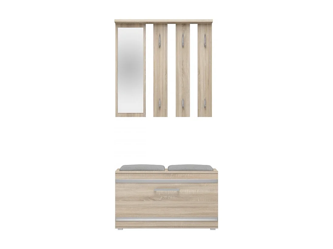 Garderoba Opal | Dąb Sonoma | 85x35x180 | Wieszak + Lustro + Szafka