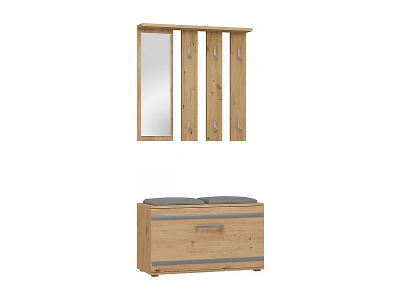 Garderoba Opal | Dąb Artisan | 85x35x180 cm | Wieszak + Lustro + Szafka