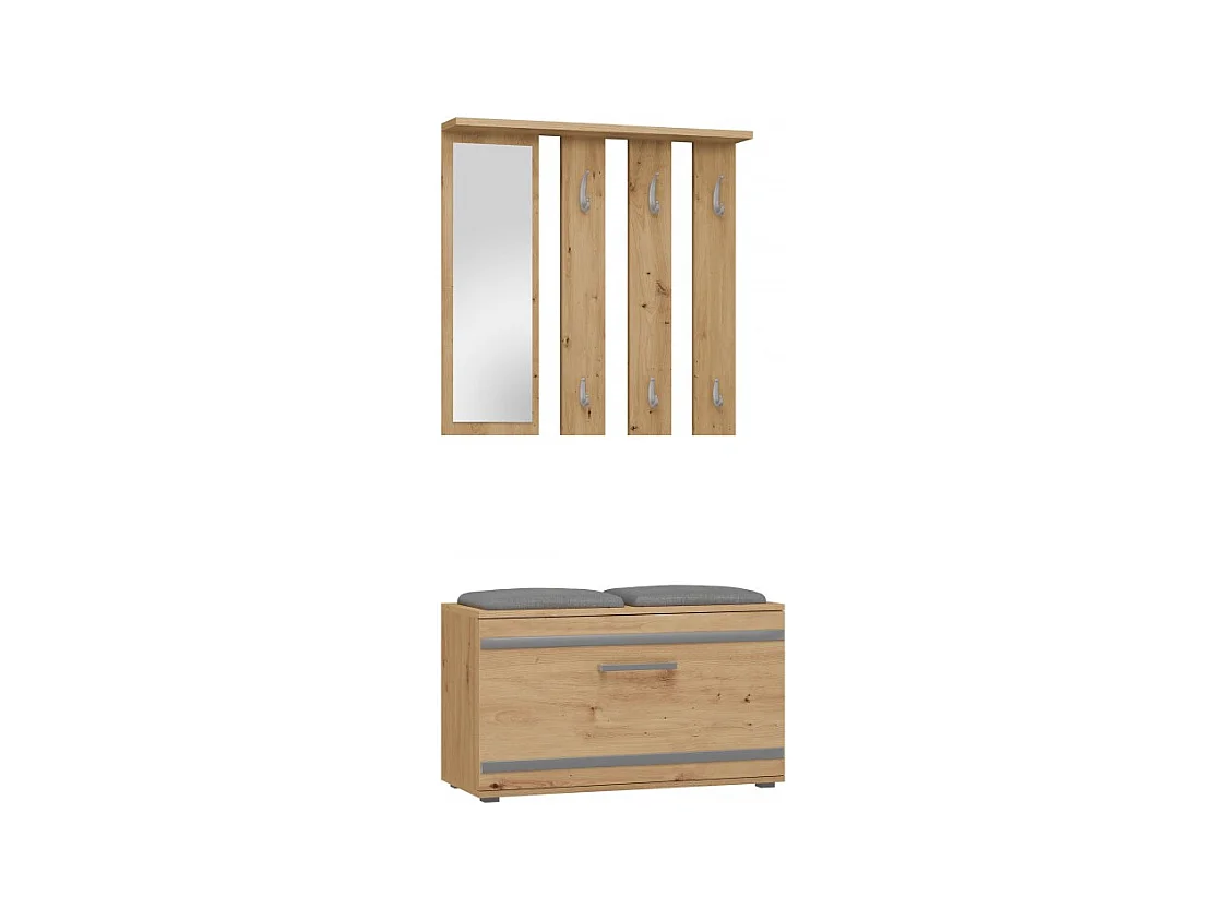 Garderoba Opal | Dąb Artisan | 85x35x180 cm | Wieszak + Lustro + Szafka